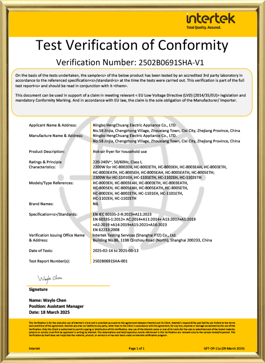 Ningbo Hengchuang Electric Appliance Co., Ltd.