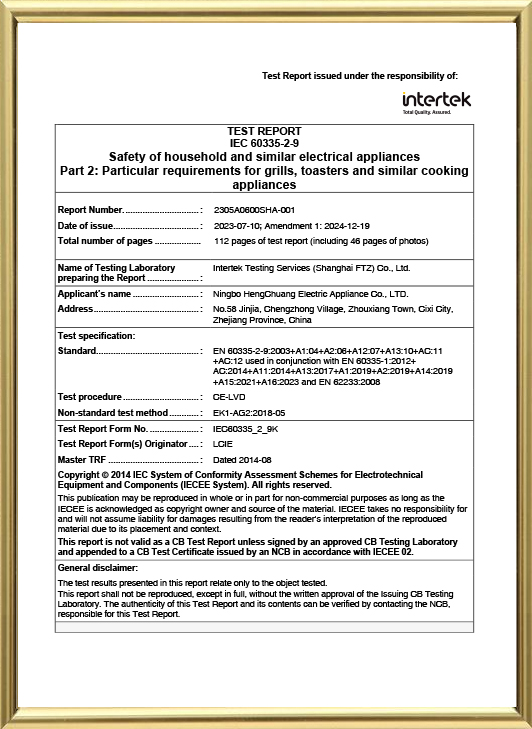 Ningbo Hengchuang Electric Appliance Co., Ltd.