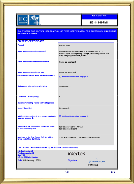 Ningbo Hengchuang Electric Appliance Co., Ltd.